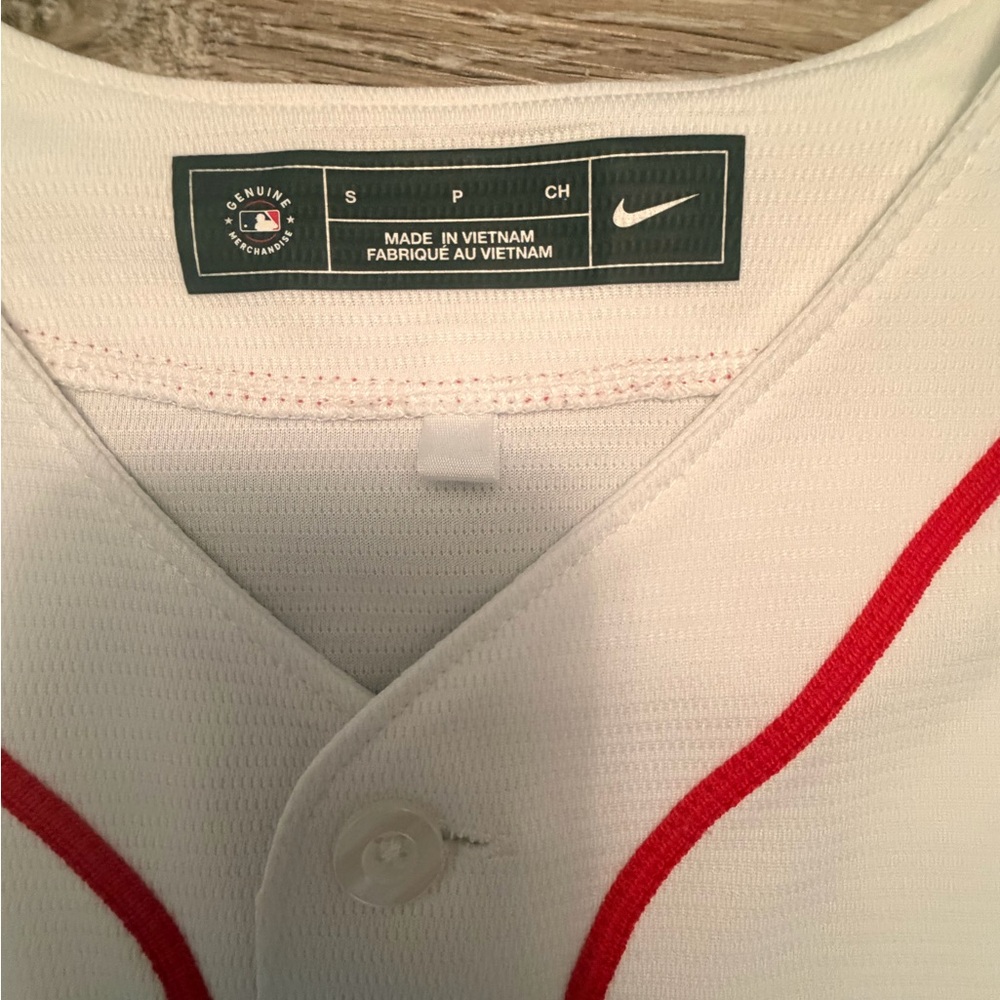 Nike Red Socks - SALE #41 White and Red Baseball Jersey - Picture 3 of 3
